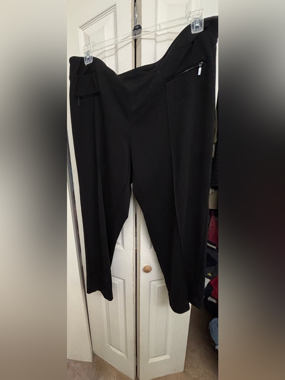 George Black Straight-Leg Ponte Pants with Zip Pockets